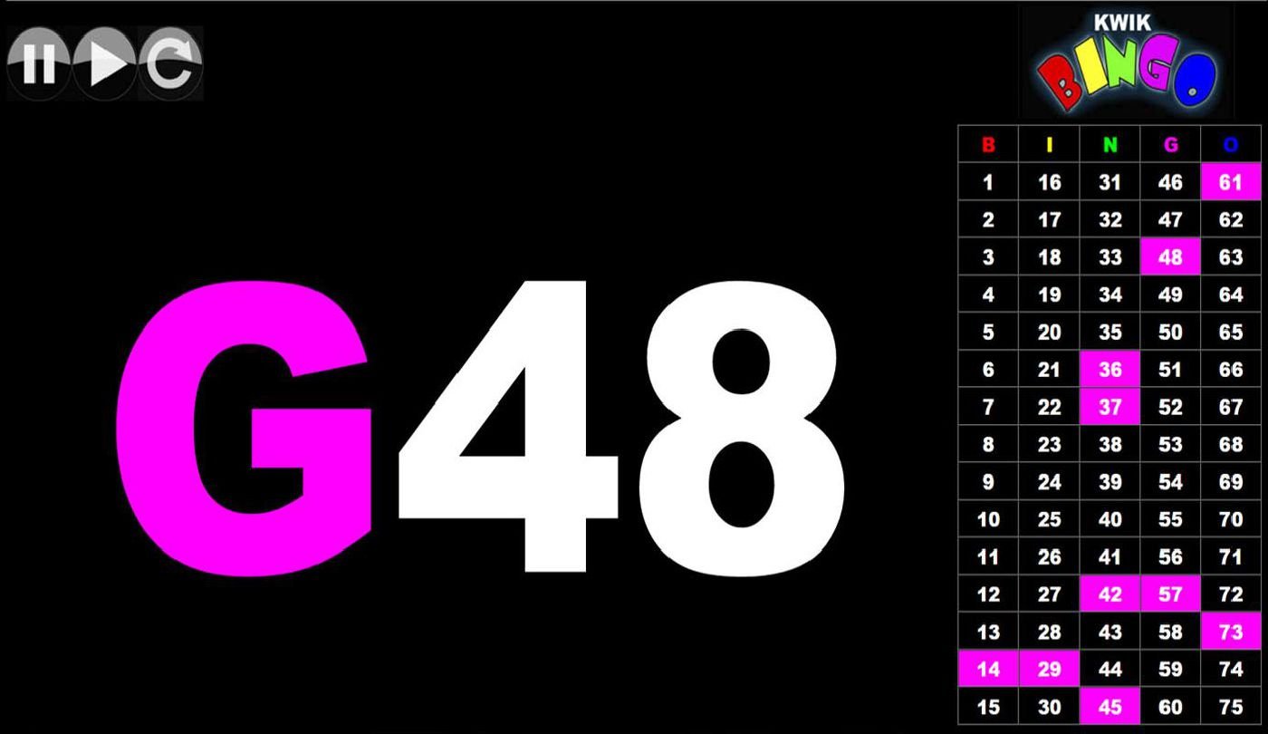Kwikbingo interface